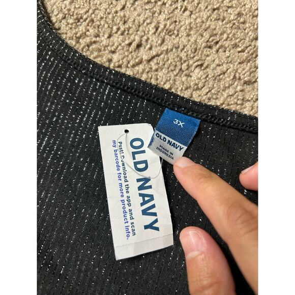 NWT Women’s 3X Old Navy Black Sparkle Long Sleeve Cropped Blouse - Picture 4 of 6